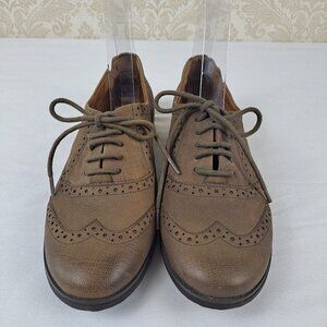 Arturoo Chiang Size 7M Olive Green/Brown Leather Lace Up Wingtip Loafer NWT